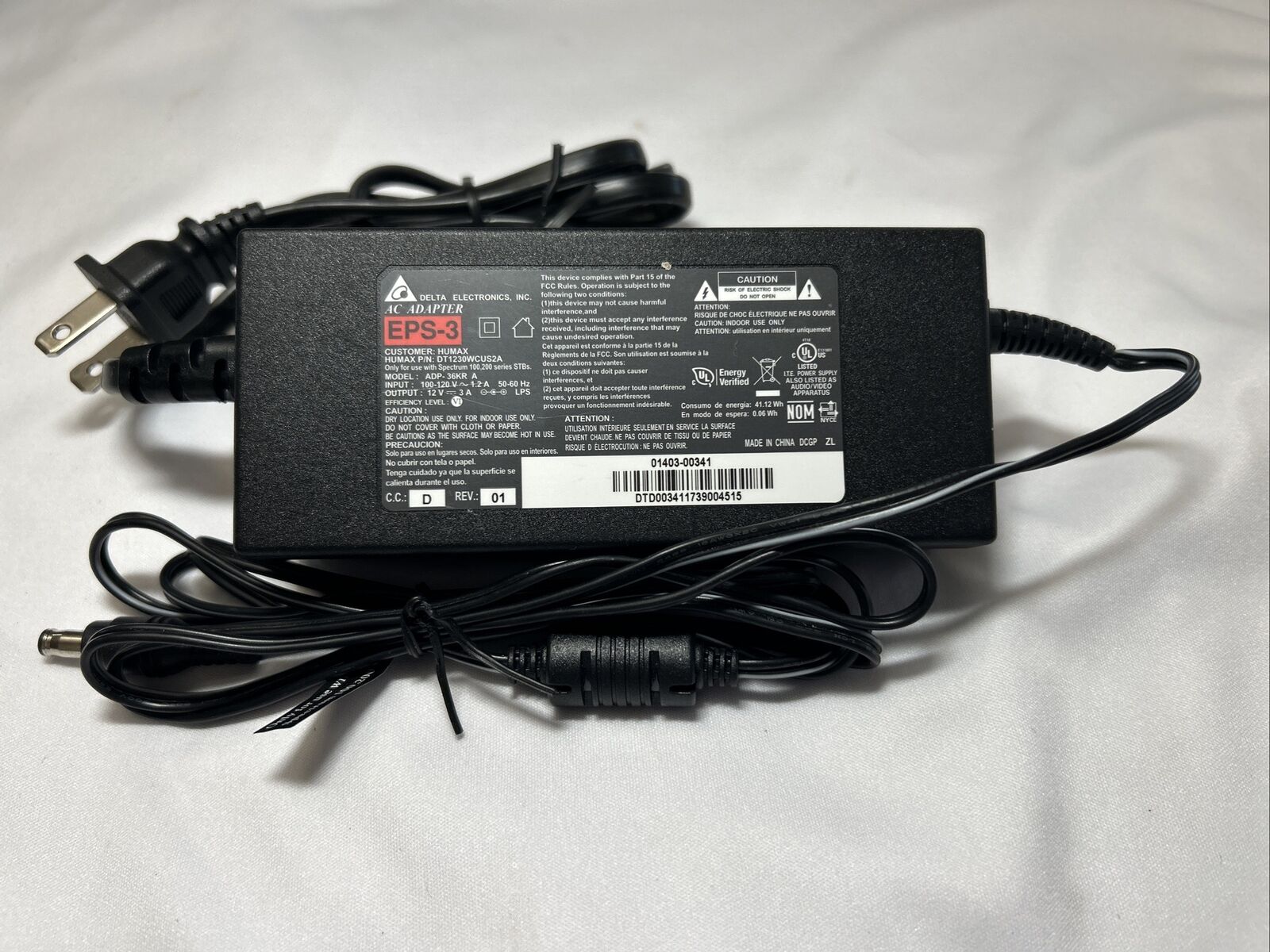 *Brand NEW*Delta Electronics 12V 3A AC Adapter ADP-36KR A 120V 60HZ ADP-36KR A Power Supply - Click Image to Close